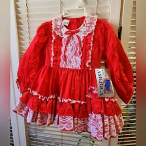 Mini World Inc red lace vintage dress